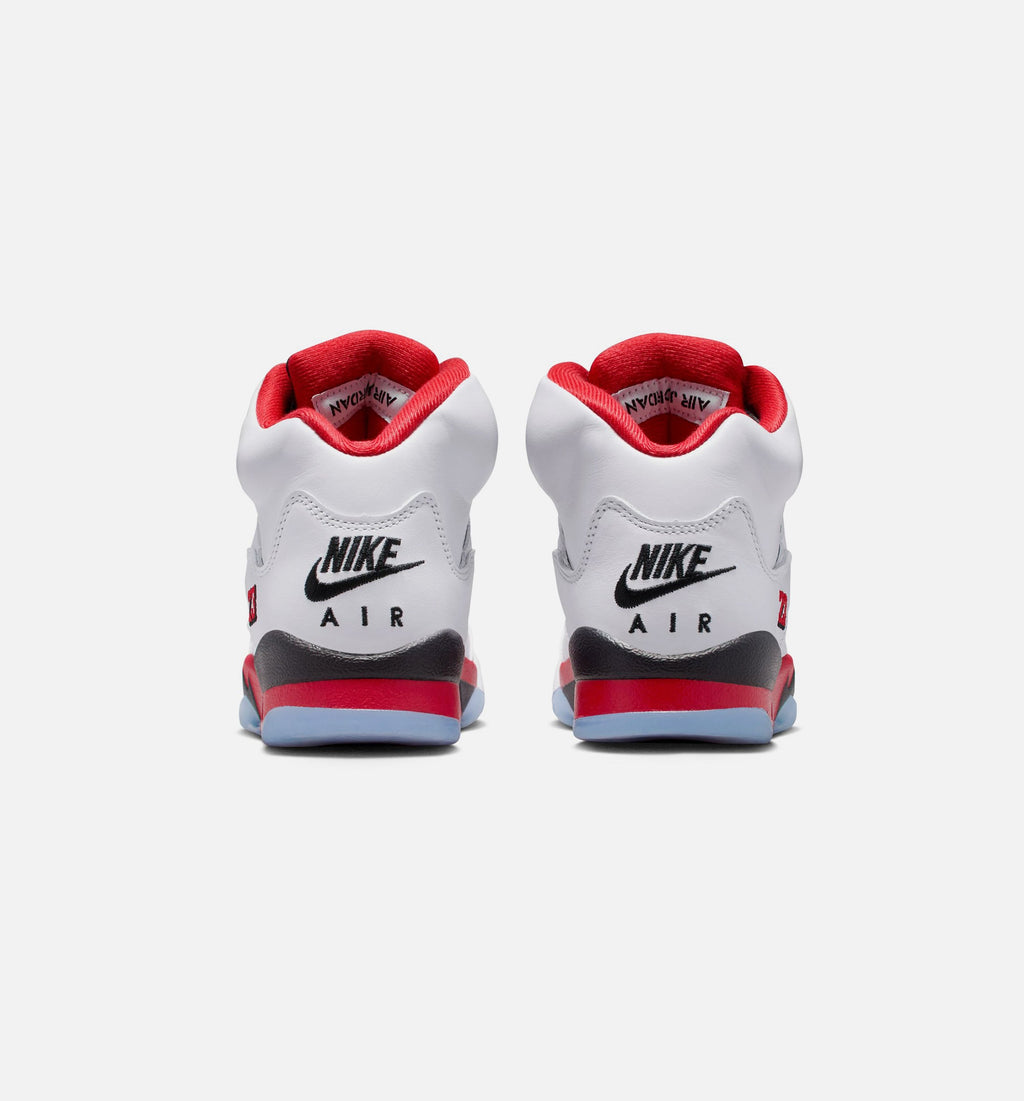Air Jordan 5 Retro Fire Red 大童运动鞋 - 白/火焰红/黑