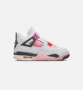Air Jordan 4 Retro 大童生活方式运动鞋 - 迎宾白/火焰粉/烟灰（Comic）