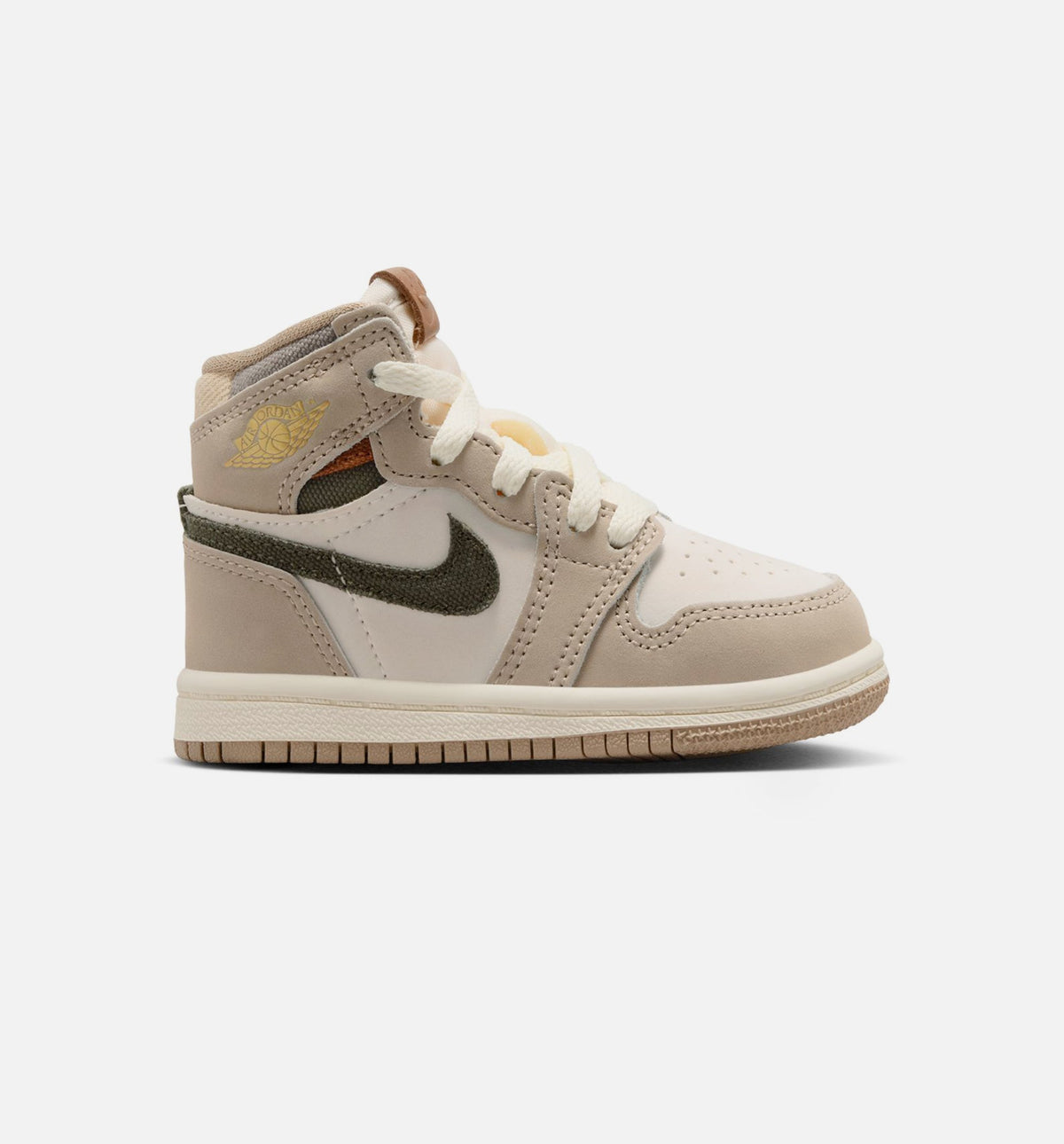 Air Jordan 1 Retro High OG 婴幼儿生活方式运动鞋 - 卡奈色/帆白/橘芒山白/货运卡奈（Khaki）