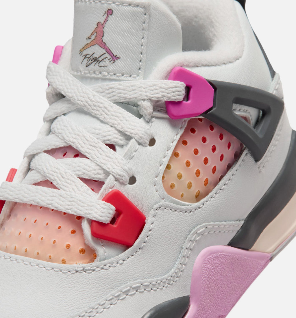 Air Jordan 4 Retro 婴幼儿生活方式运动鞋 - 迎宾白/火焰粉/烟灰（Comic）
