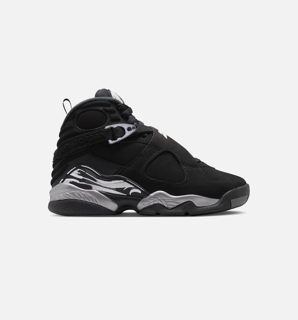 Air Jordan 8 Retro Chrome 大童运动鞋 - 黑/白/淡石墨灰
