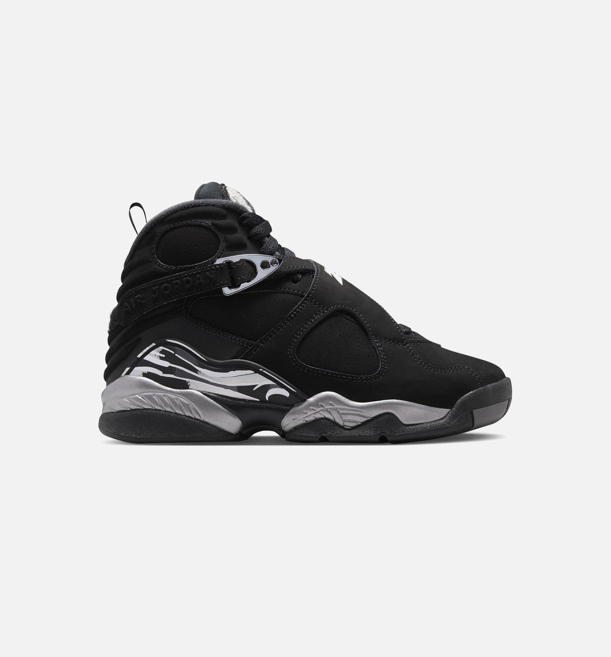 Air Jordan 8 Retro Chrome 大童运动鞋 - 黑/白/淡石墨灰