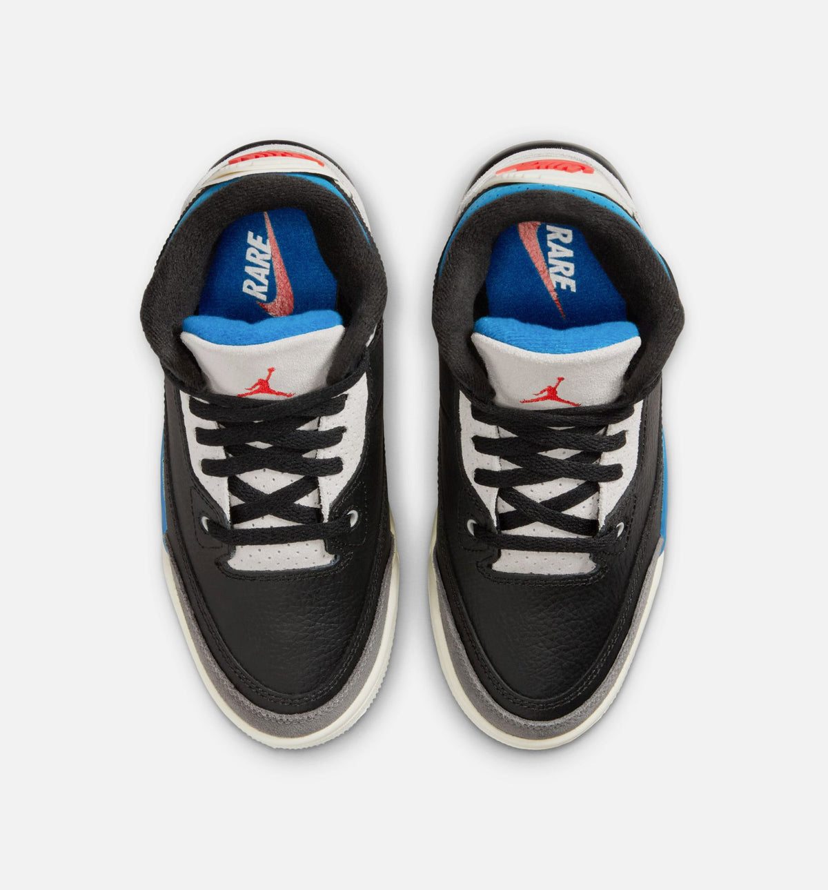 Air Jordan 3 Retro OG 学龄前儿生活方式运动鞋 - 黑色/智利红/中性灰（Rare Air）