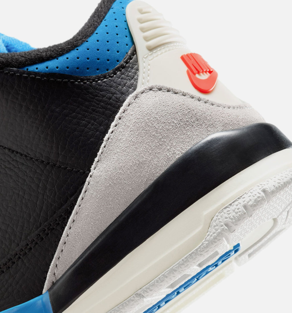 Air Jordan 3 Retro OG 学龄前儿生活方式运动鞋 - 黑色/智利红/中性灰（Rare Air）