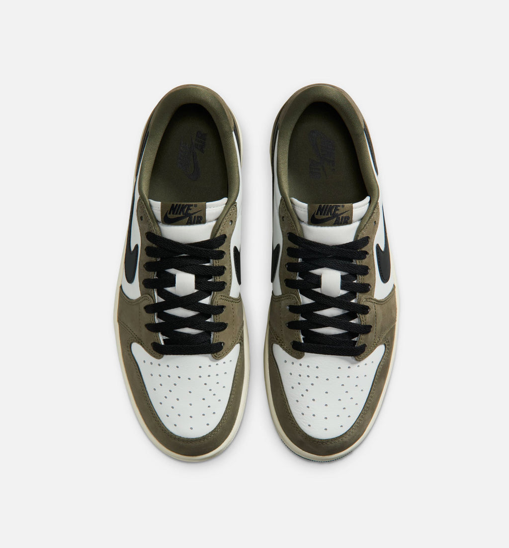 Air Jordan 1 Low OG 男款生活方式运动鞋 - 中橄榄綦/黑/山顶白/帆布白