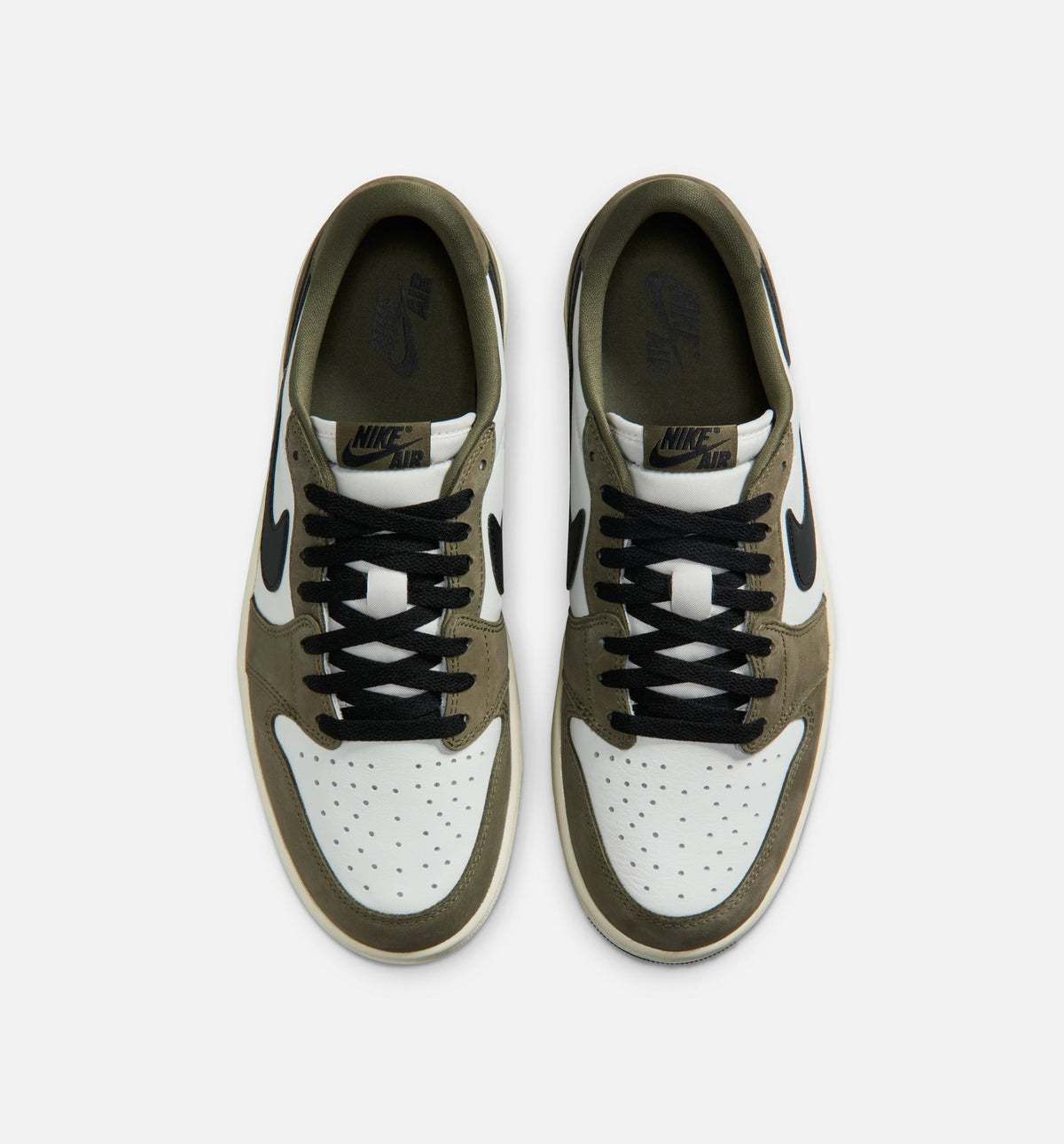 Air Jordan 1 Low OG 男款生活方式运动鞋 - 中橄榄綦/黑/山顶白/帆布白