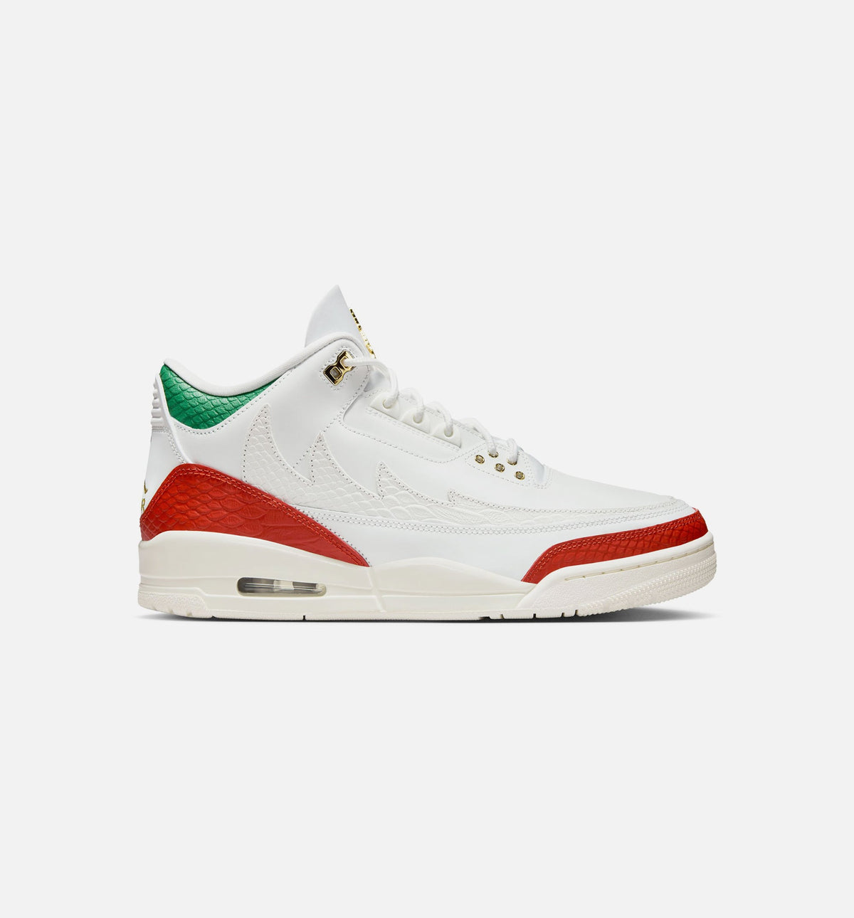Air Jordan 3 Retro 男款生活方式运动鞋 - 峰白/松林绿/龙血红/金属金（El Vuelo）