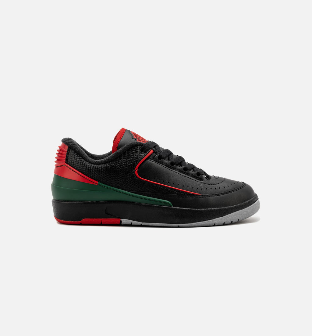 Air Jordan 2 Retro Low 大童生活方式运动鞋 - 黑色/火焰红/水泥灰（Christmas）
