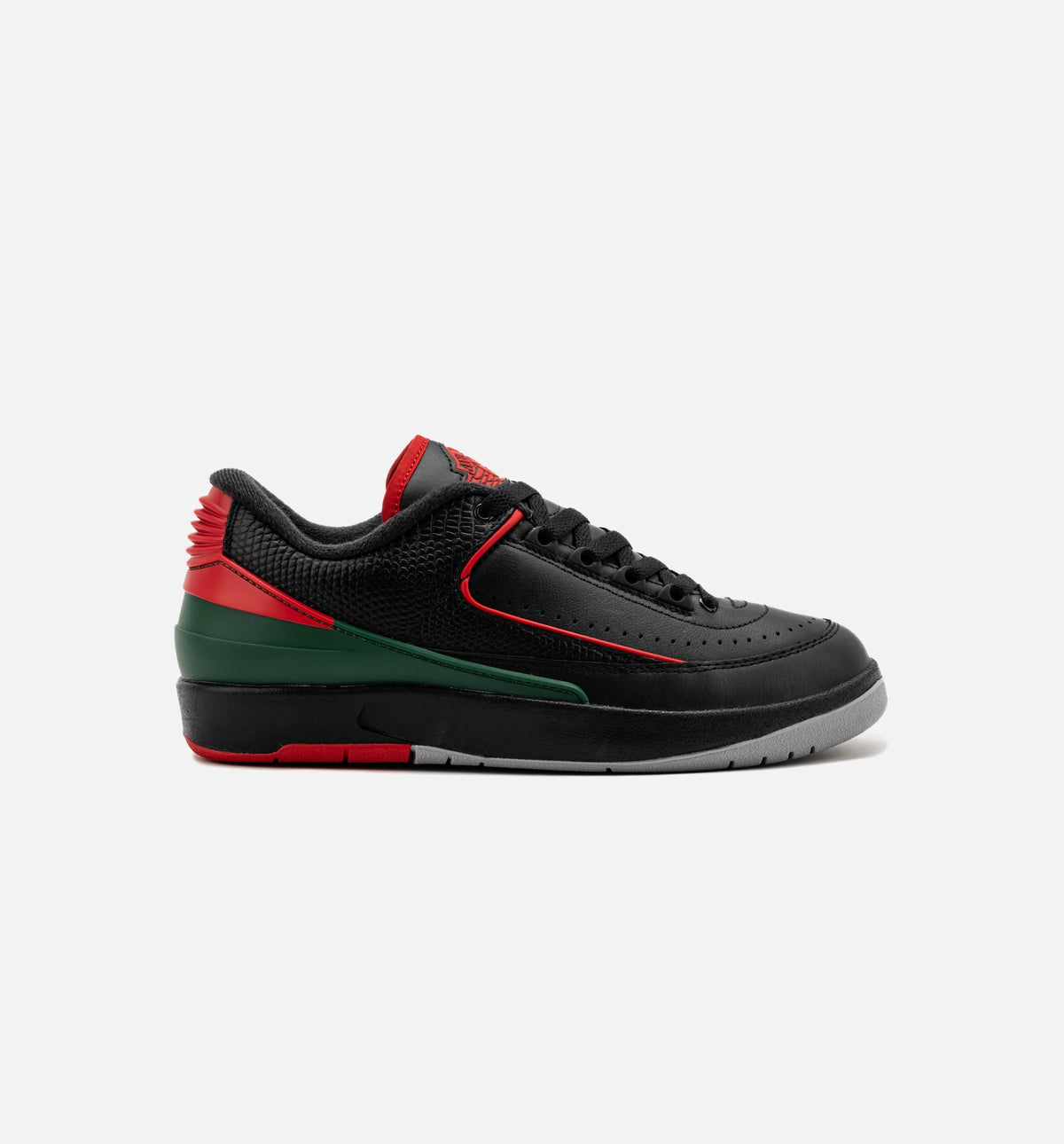 Air Jordan 2 Retro Low 大童生活方式运动鞋 - 黑色/火焰红/水泥灰（Christmas）