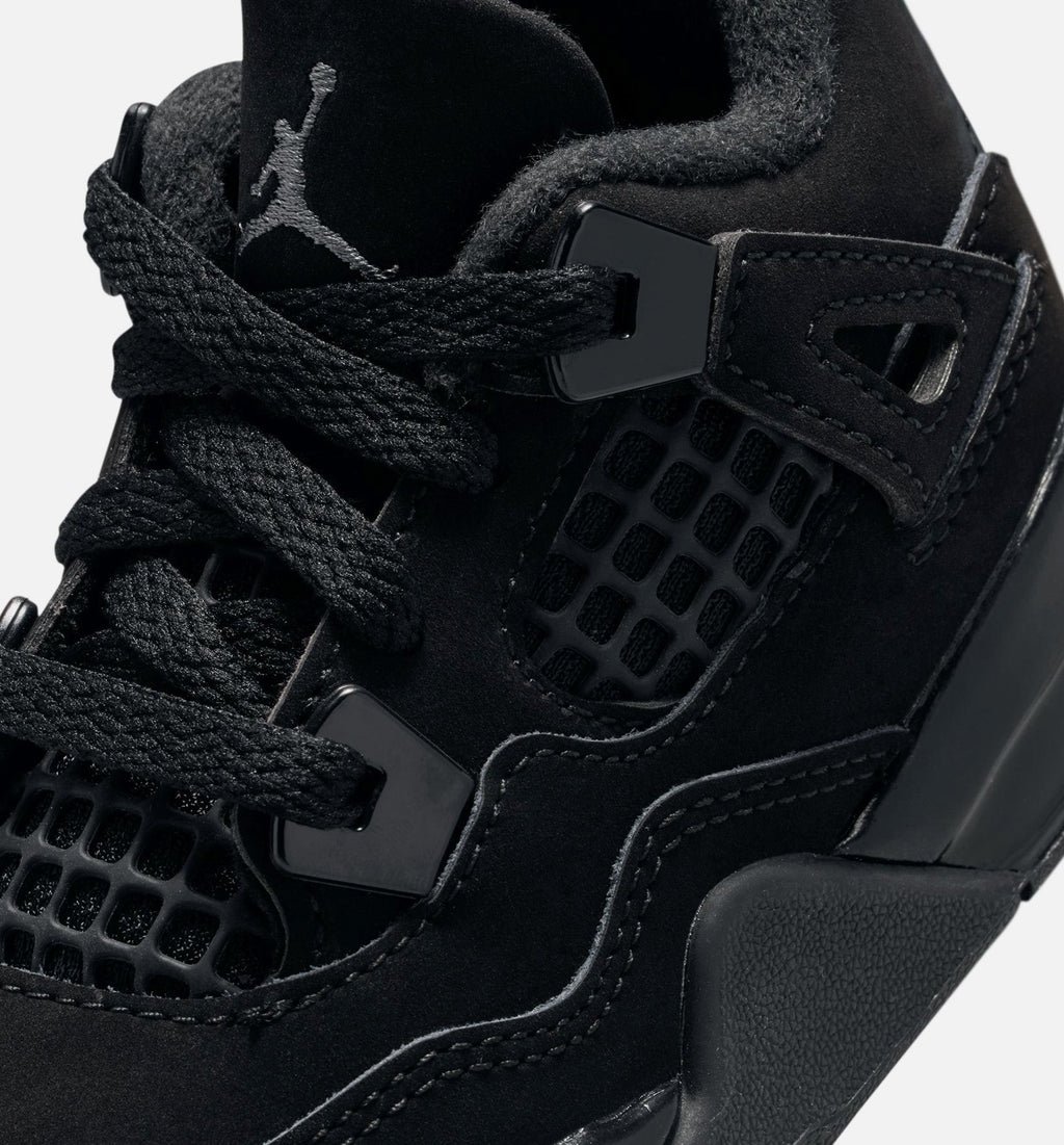 Air Jordan 4 Retro 婴幼儿生活方式运动鞋 - 黑色/轻石墨灰（Black Cat）