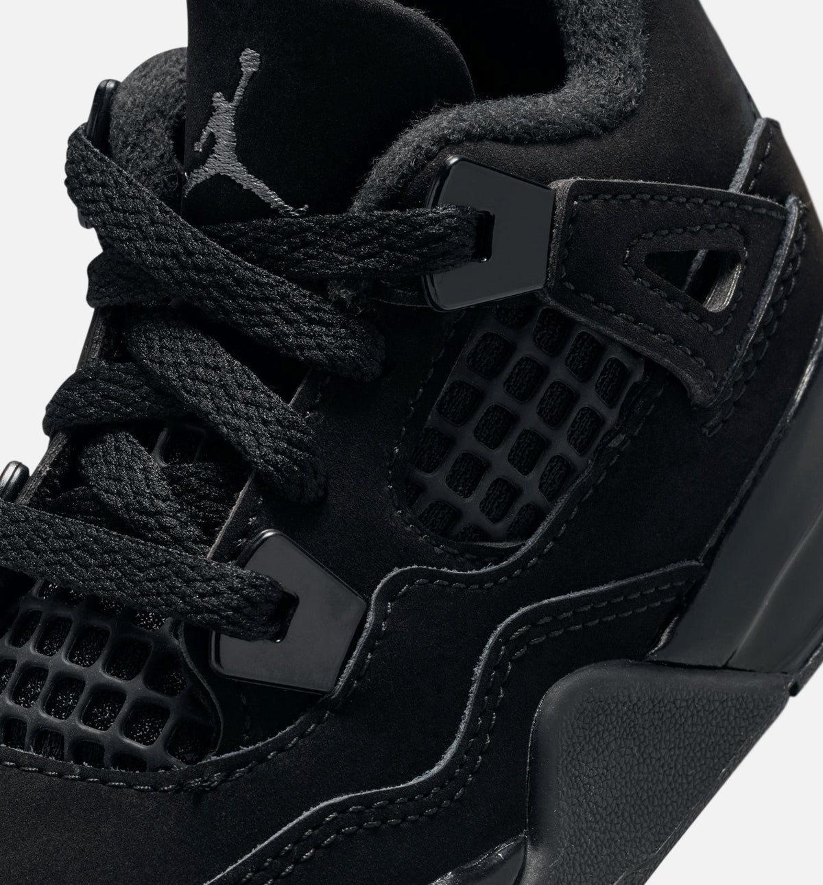 Air Jordan 4 Retro 婴幼儿生活方式运动鞋 - 黑色/轻石墨灰（Black Cat）