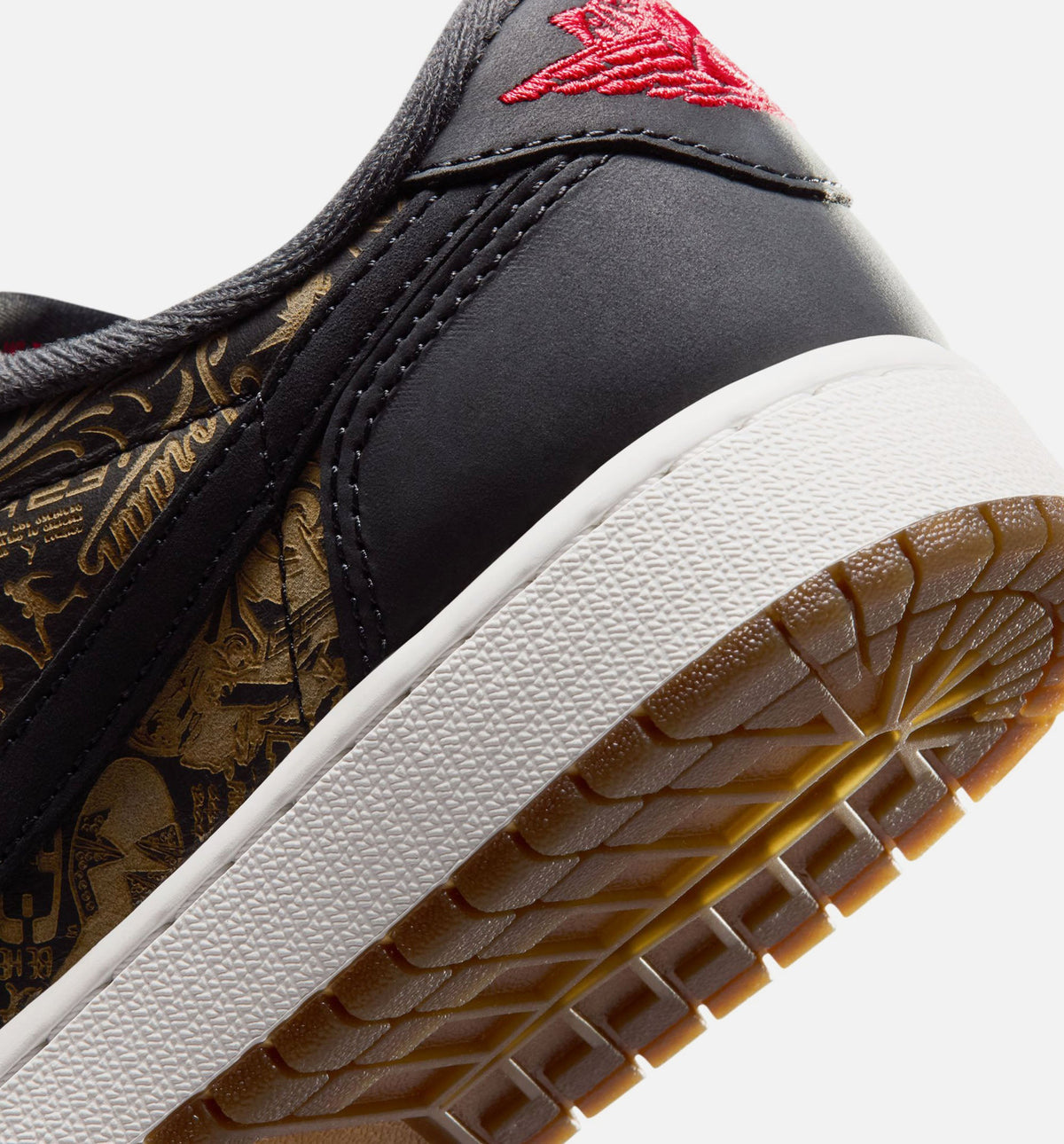 Air Jordan 1 Retro Low OG 大童生活方式运动鞋 - 黑色/大红/峰白（Laser Black And Varsity Red）