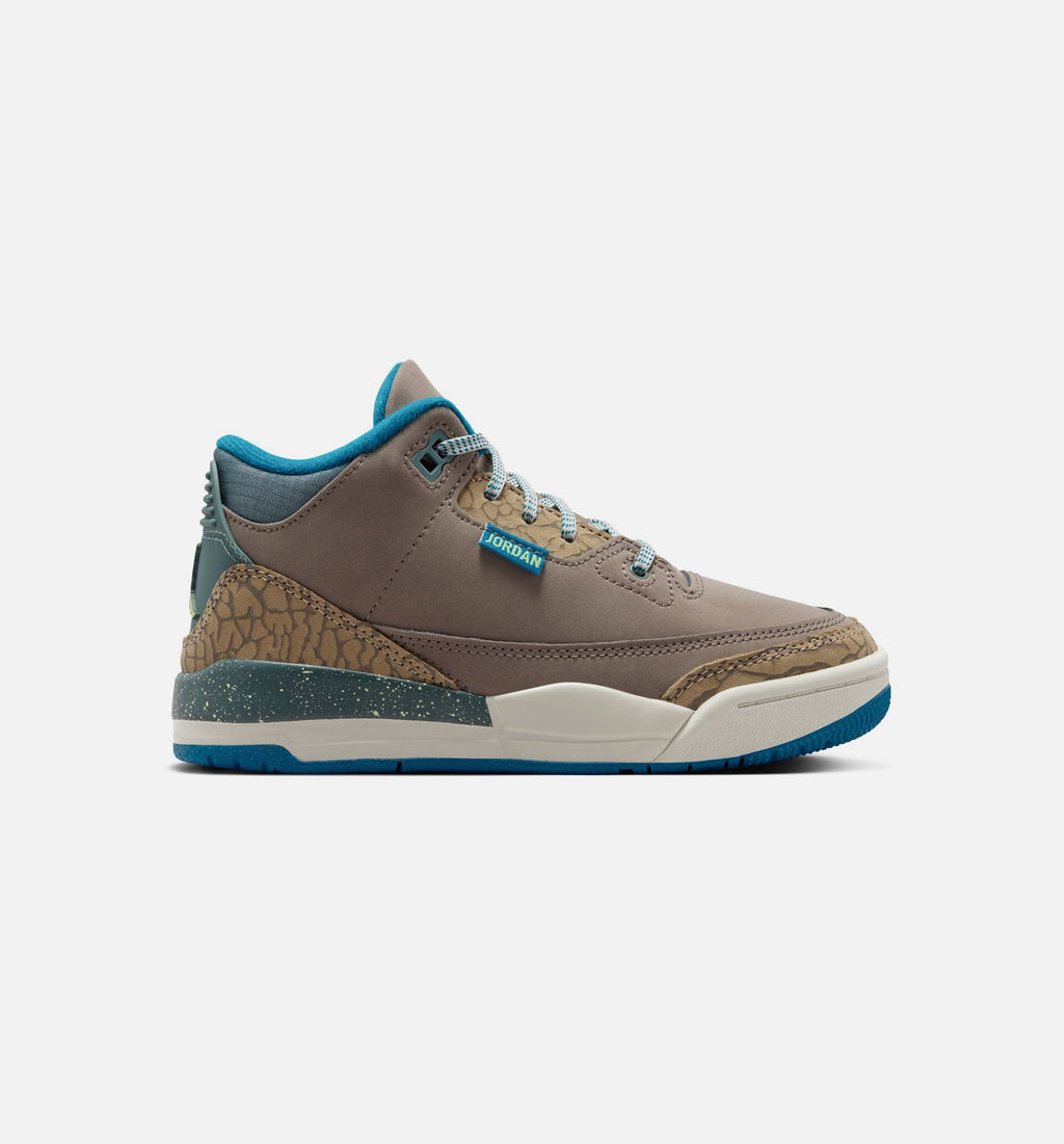 Air Jordan 3 Retro Olive Grey 小童运动鞋 - 橄榄灰/深渊绿/卡其
