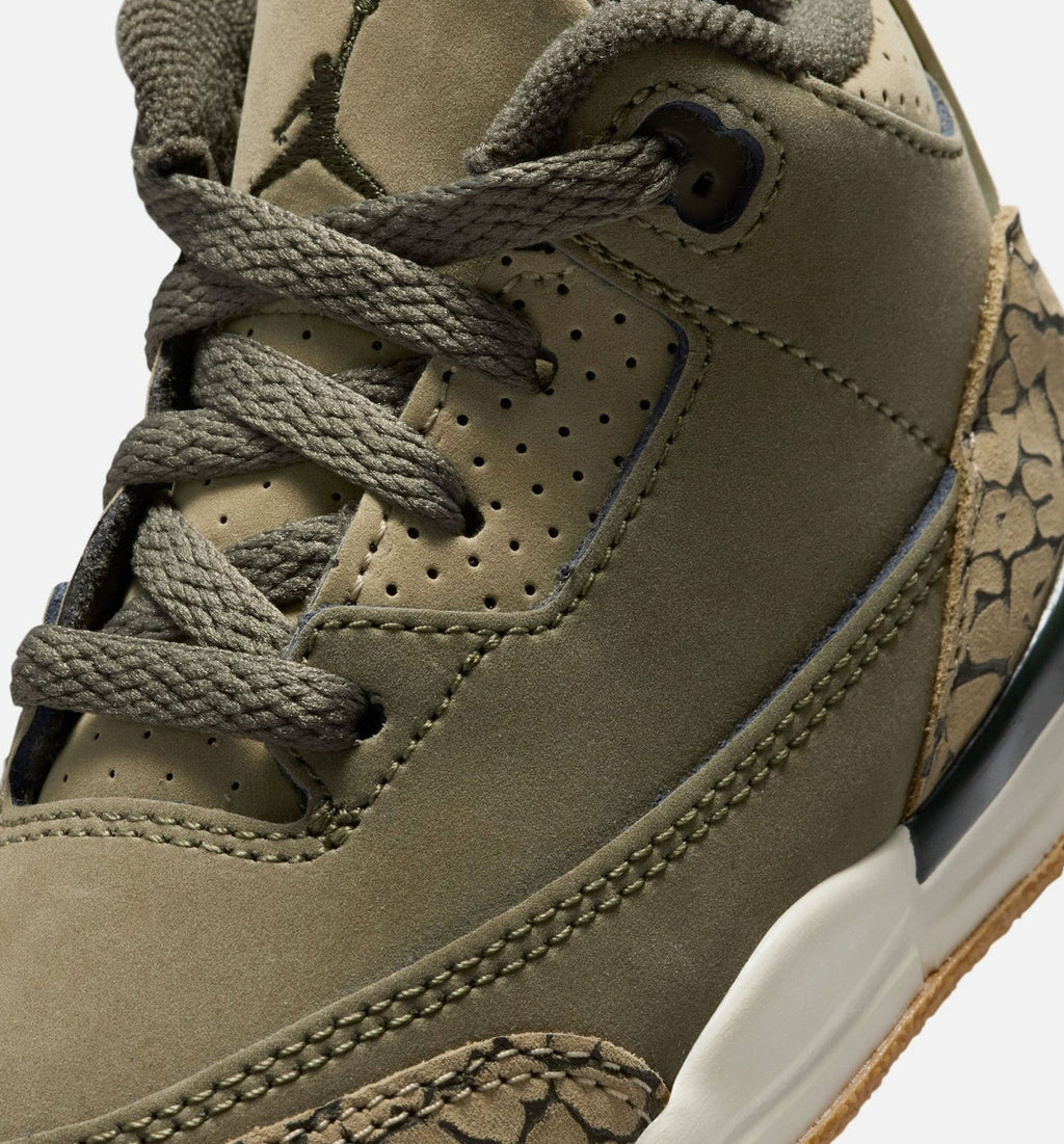 Air Jordan 3 Retro 婴幼儿生活方式运动鞋 - 中性橄榄绿/巪木/淡橄榄绿/帆白（Medium Olive）