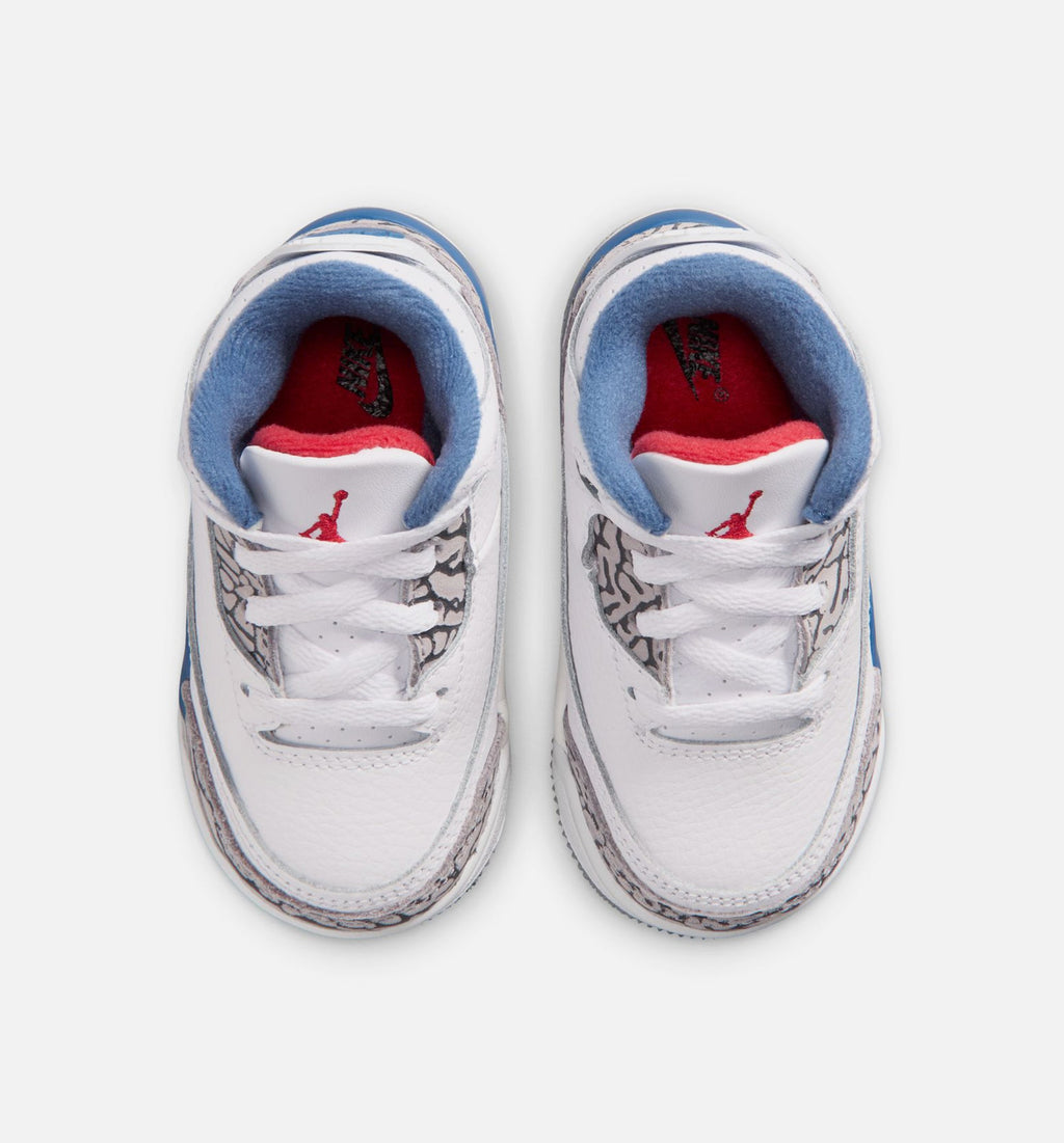 Air Jordan 3 Retro OG 婴幼儿生活方式运动鞋 - 白色/火焰红/真蓝（True Blue）