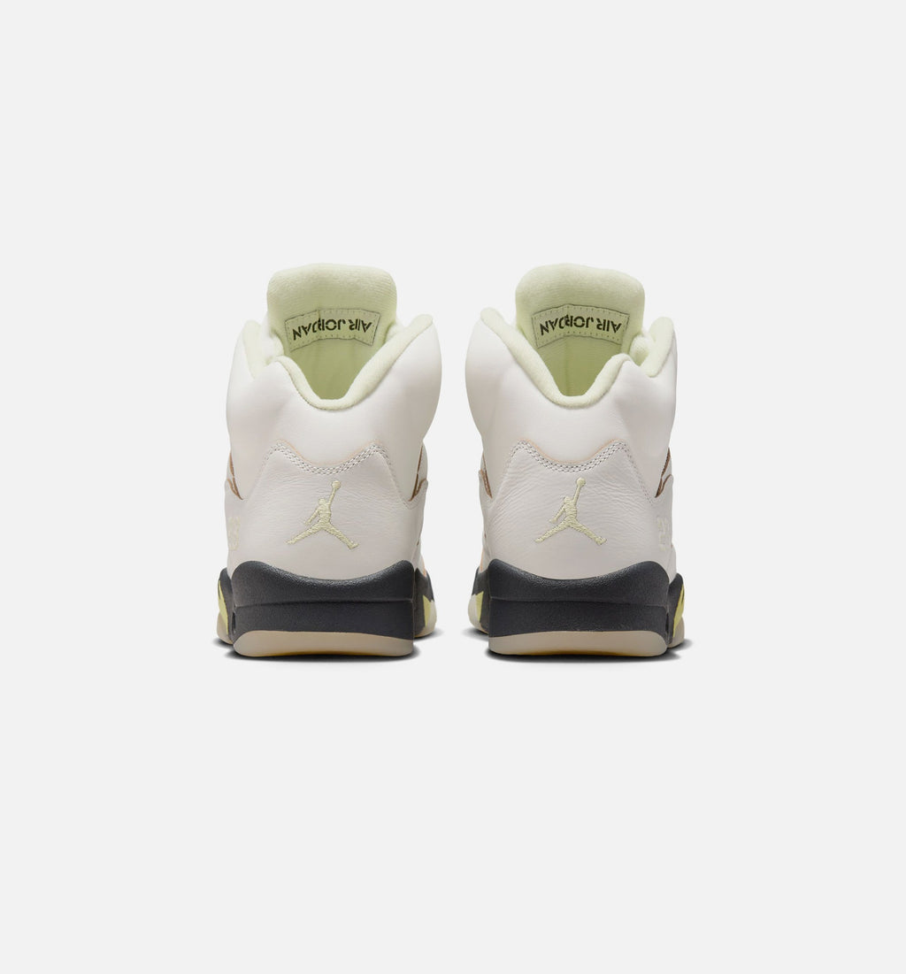 Air Jordan 5 Retro Luminous Green 女子运动鞋 - 帆白/荧光绿/熔岩灰