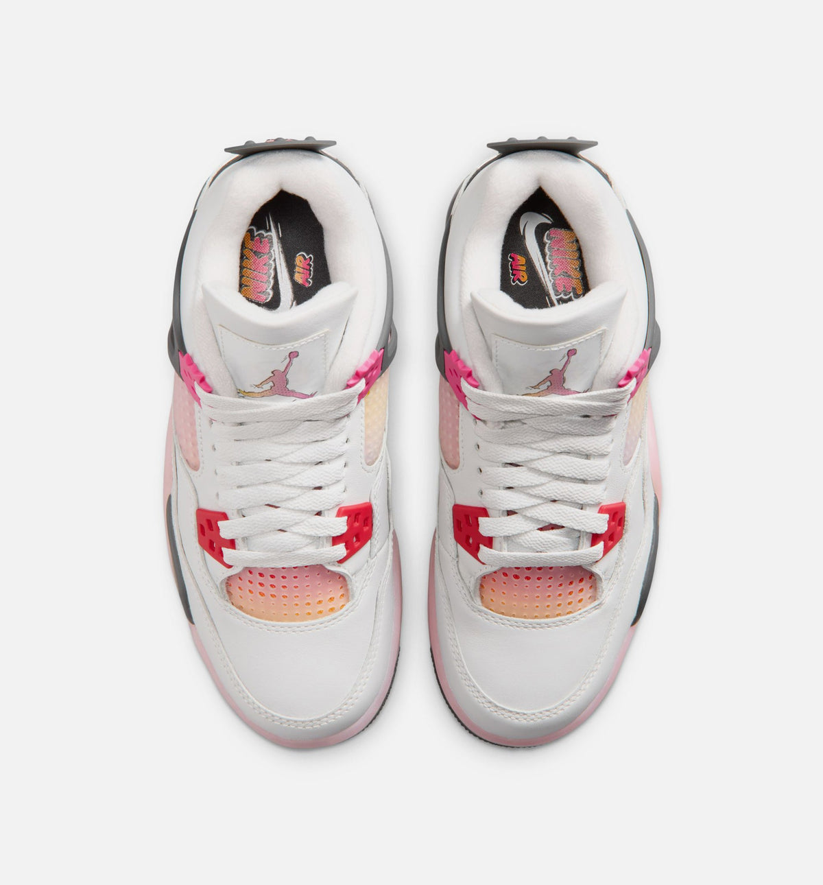 Air Jordan 4 Retro 大童生活方式运动鞋 - 迎宾白/火焰粉/烟灰（Comic）