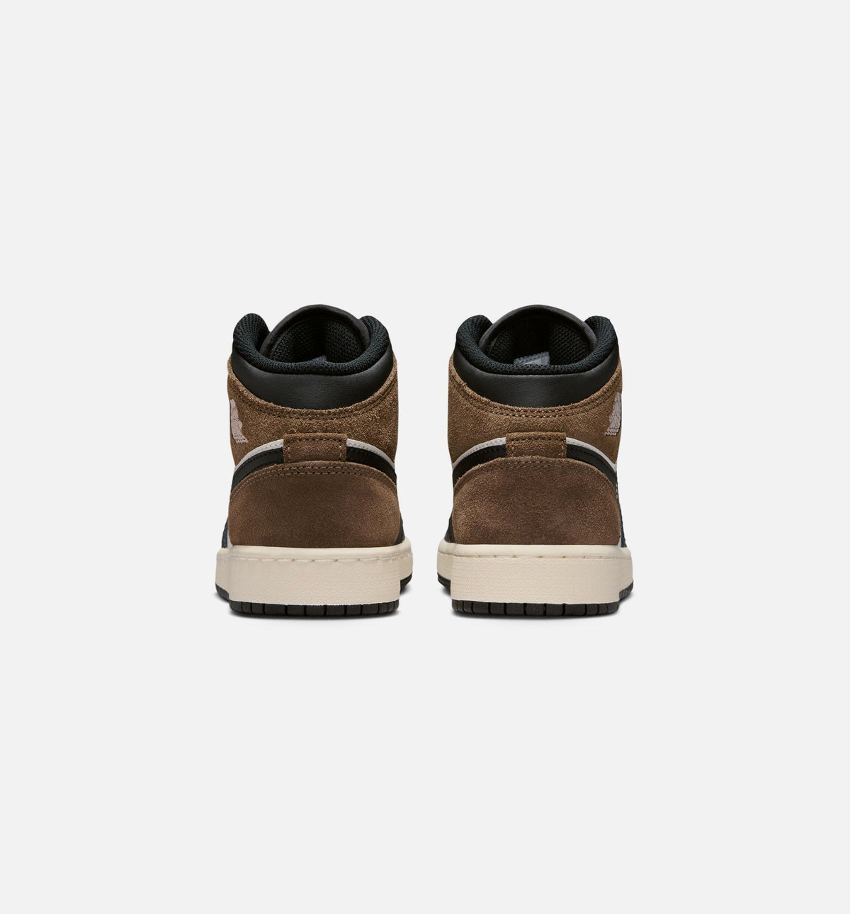 Air Jordan 1 Mid 青少年生活方式运动鞋 - 黑/幻影/浅棕/大学红