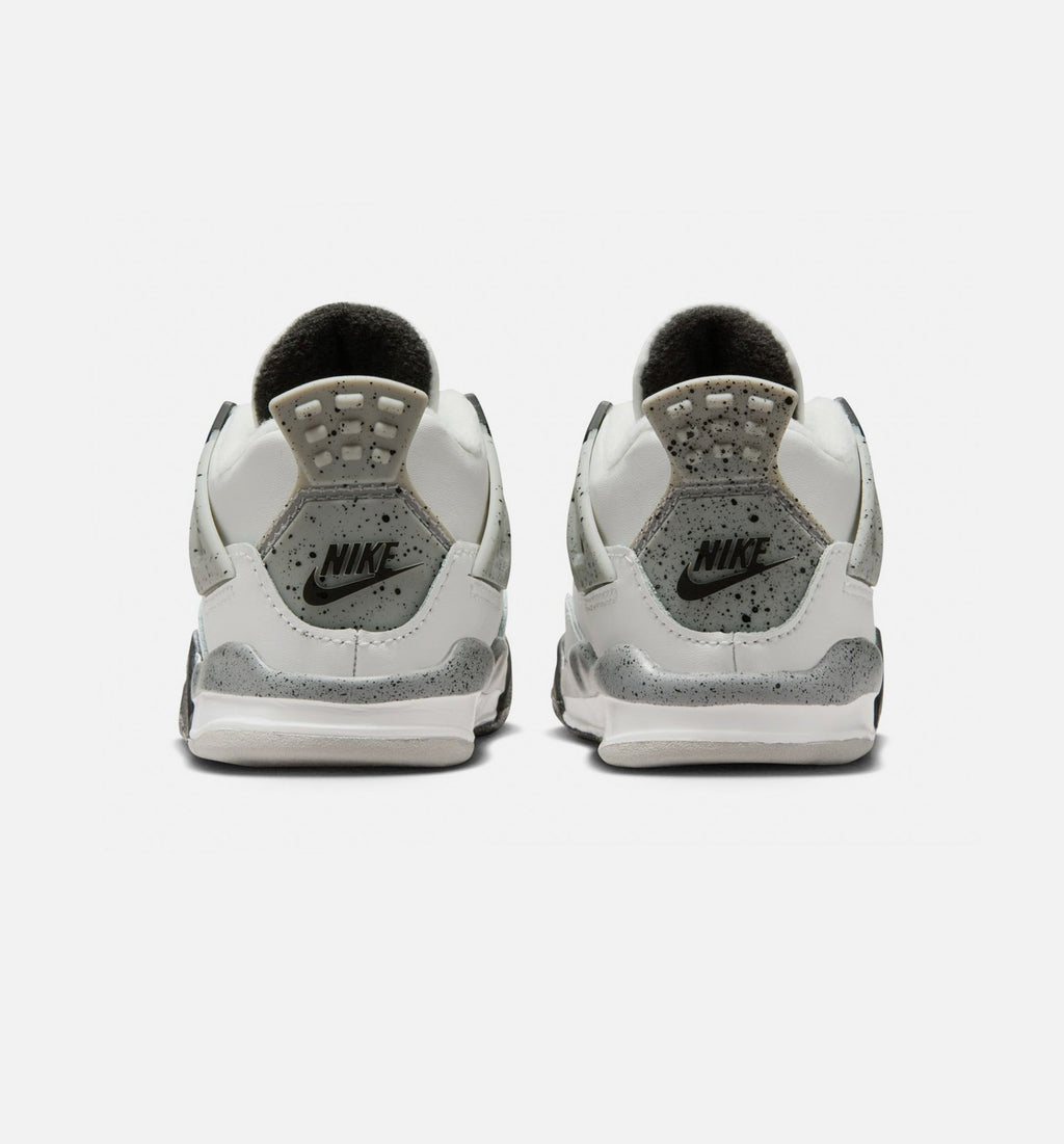 Air Jordan 4 Retro White Cement 婴幼童运动鞋 - 白水泥灰/火焰红