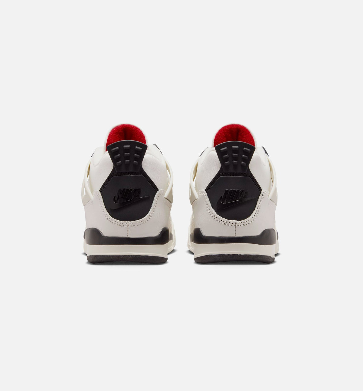 Air Jordan 4 Retro Flight Club 小女孩学前生活方式运动鞋 - 帆白/黑色/大学红