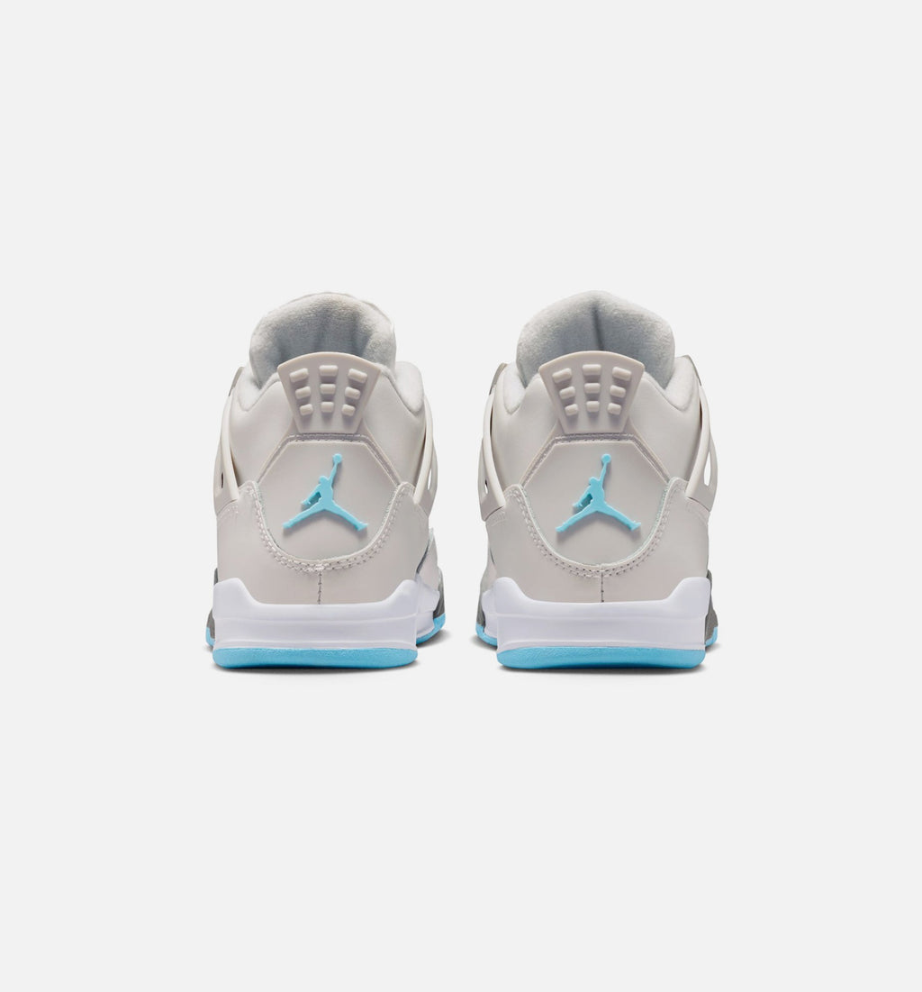 Air Jordan 4 Retro 学龄前儿生活方式运动鞋 - 光子尘/蓝霖/平展钓/白色/蓝色微小（Blue Chill）
