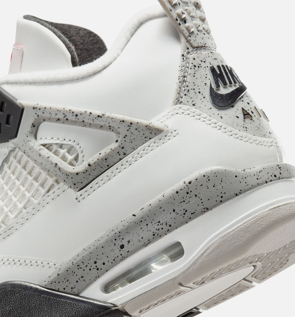 Air Jordan 4 Retro White Cement 大童运动鞋 - 白水泥灰/火焰红