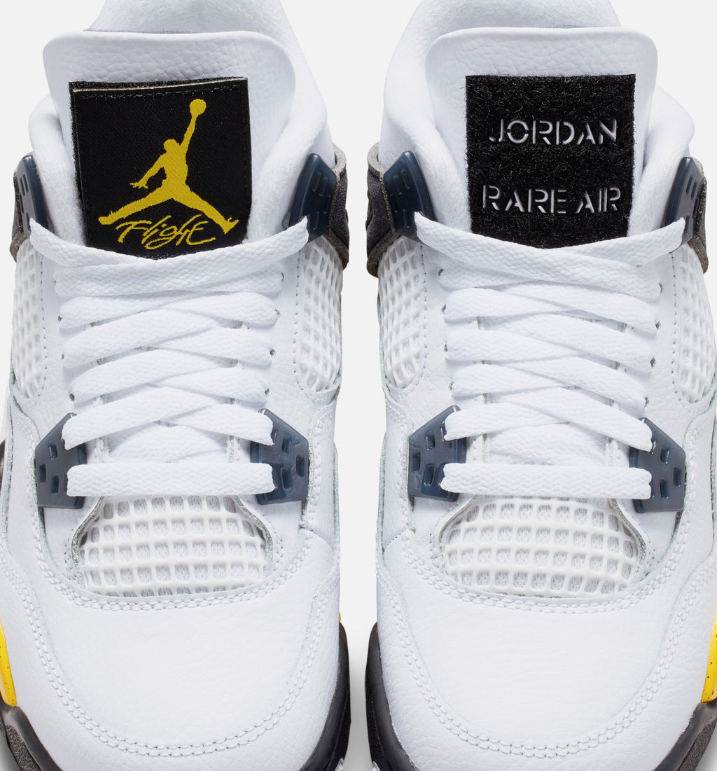 Air Jordan 4 Retro Rare Air Tour Yellow 大童生活方式运动鞋 - 白色/深蓝灰/黑色/巡回黄