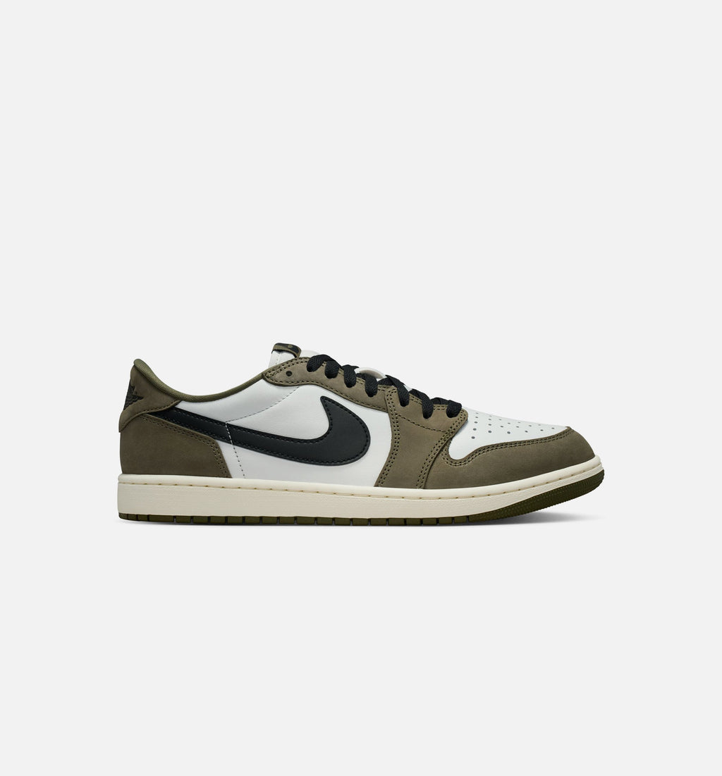 Air Jordan 1 Low OG 男款生活方式运动鞋 - 中橄榄綦/黑/山顶白/帆布白