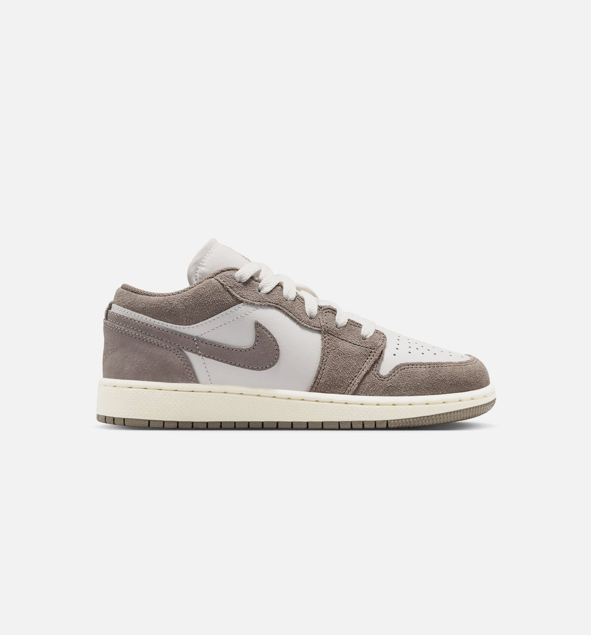 Air Jordan 1 Low Grade School 生活方式运动鞋 - 橄榄灰/谜石/山顶白