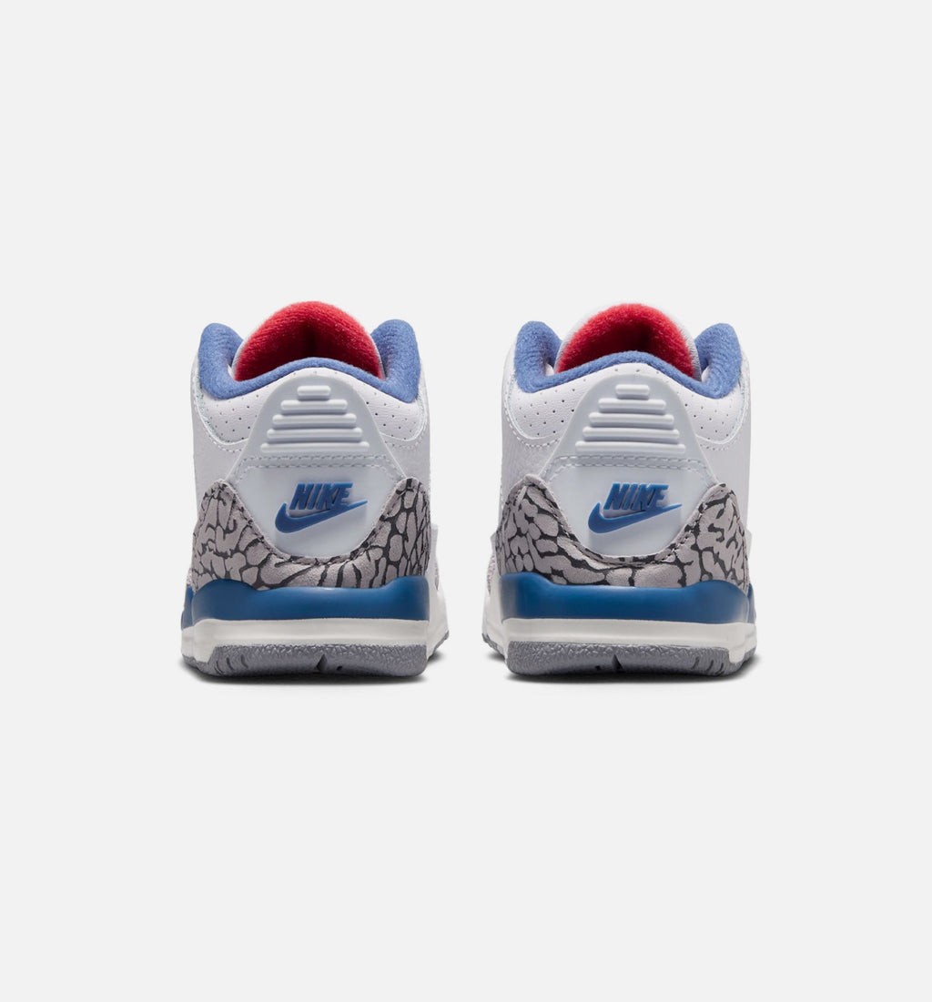 Air Jordan 3 Retro OG 婴幼儿生活方式运动鞋 - 白色/火焰红/真蓝（True Blue）