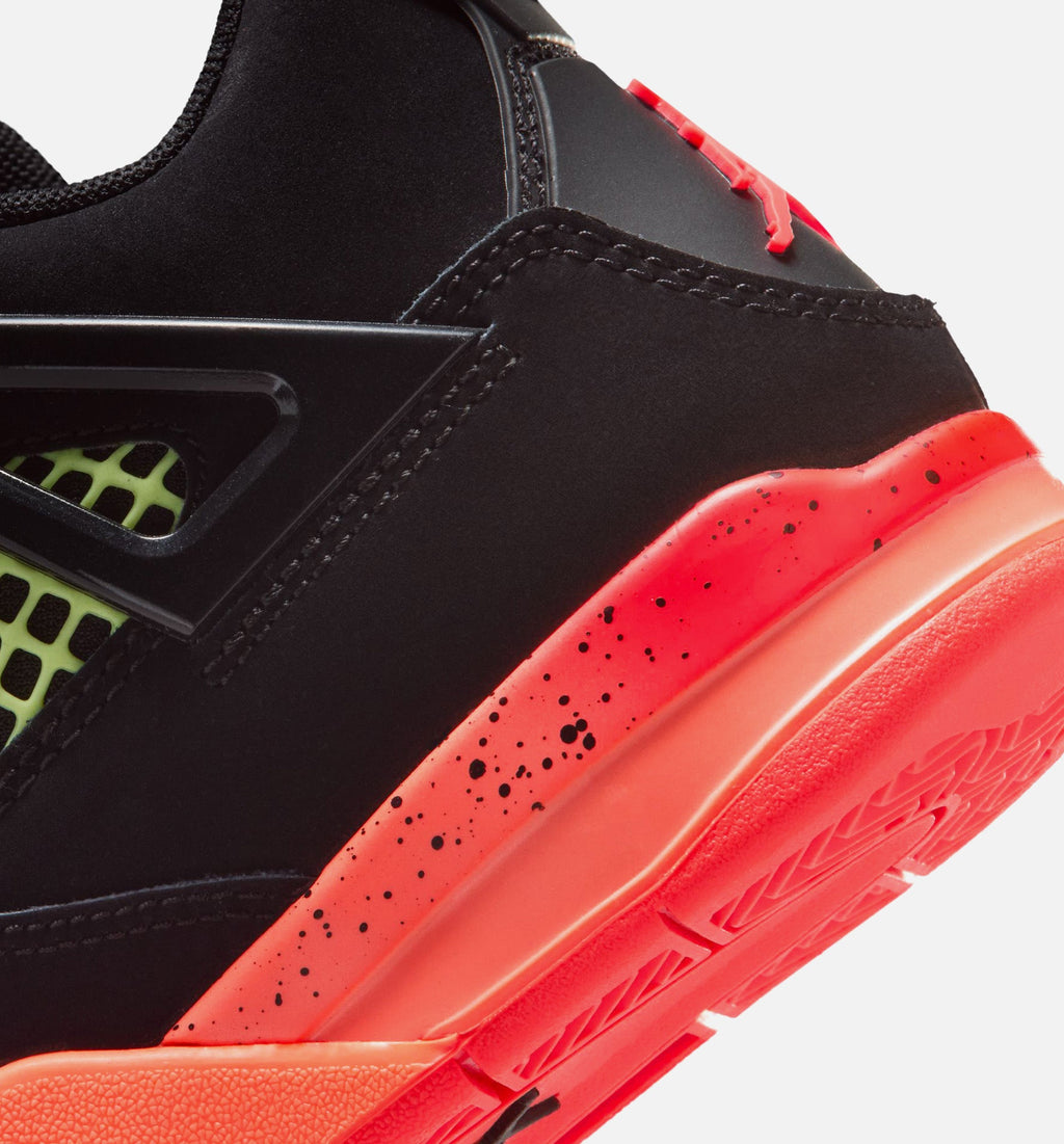 Air Jordan 4 Retro 学龄前儿生活方式运动鞋 - 黑色/红外线23/亮芒果橙（Black Infrared 23）