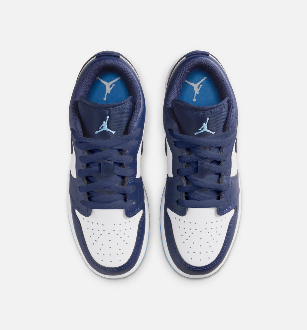 Air Jordan 1 Low Grade School 生活方式运动鞋 - 深海军蓝/大学蓝/白