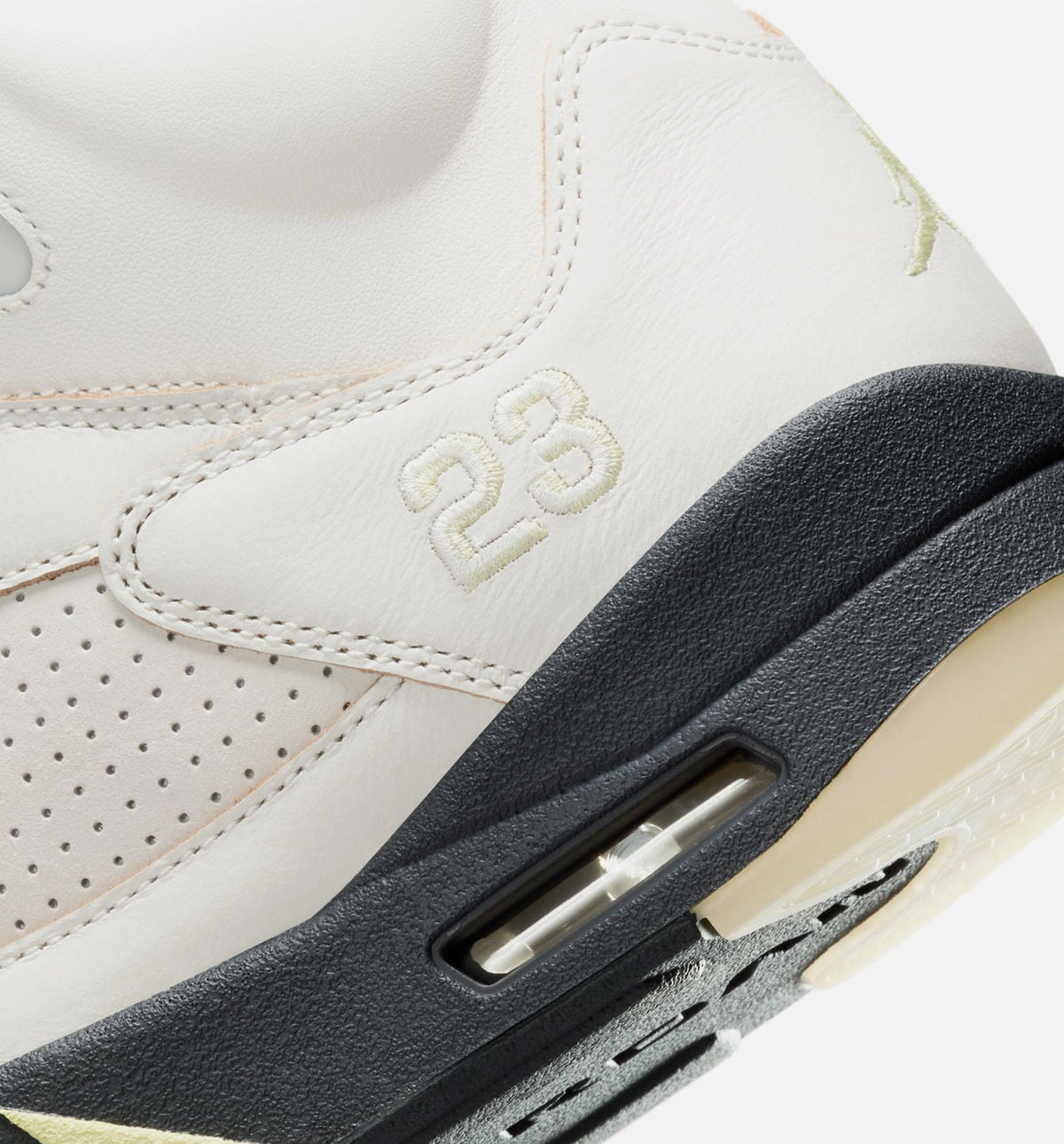 Air Jordan 5 Retro Luminous Green 女子运动鞋 - 帆白/荧光绿/熔岩灰