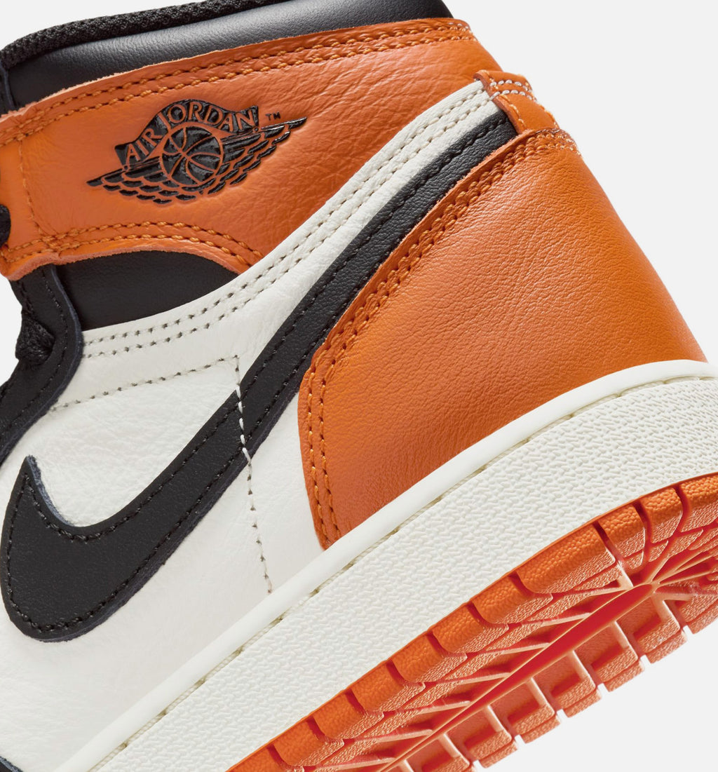 Air Jordan 1 Retro High OG 大童生活方式运动鞋 - 黑色/帆白/海星橙（Shattered Backboard）