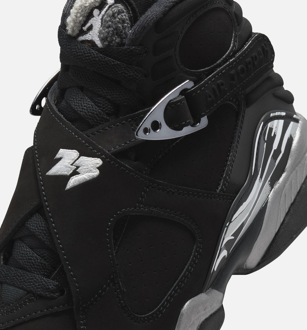 Air Jordan 8 Retro Chrome 大童运动鞋 - 黑/白/淡石墨灰