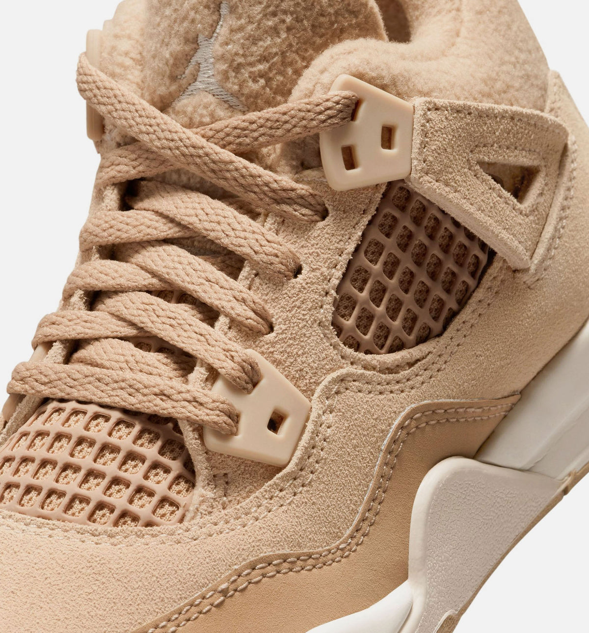 Air Jordan 4 Retro Cozy Girl 小女孩学前生活方式运动鞋 - 麻色/浅木爵米白