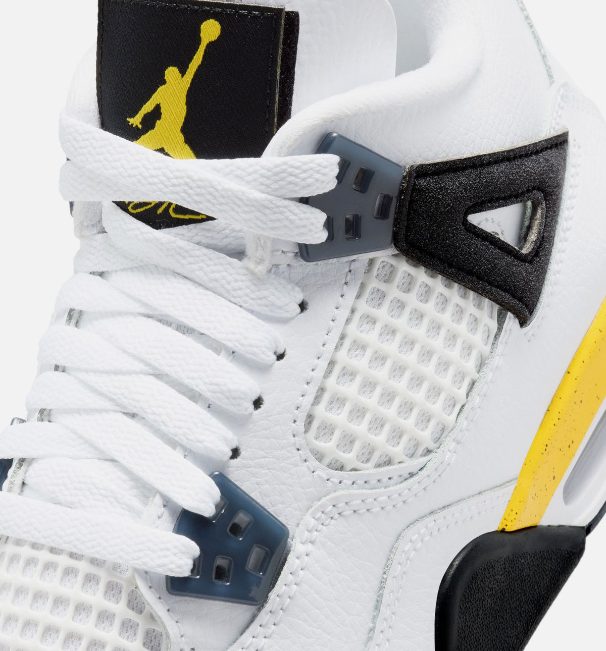 Air Jordan 4 Retro Rare Air Tour Yellow 大童生活方式运动鞋 - 白色/深蓝灰/黑色/巡回黄