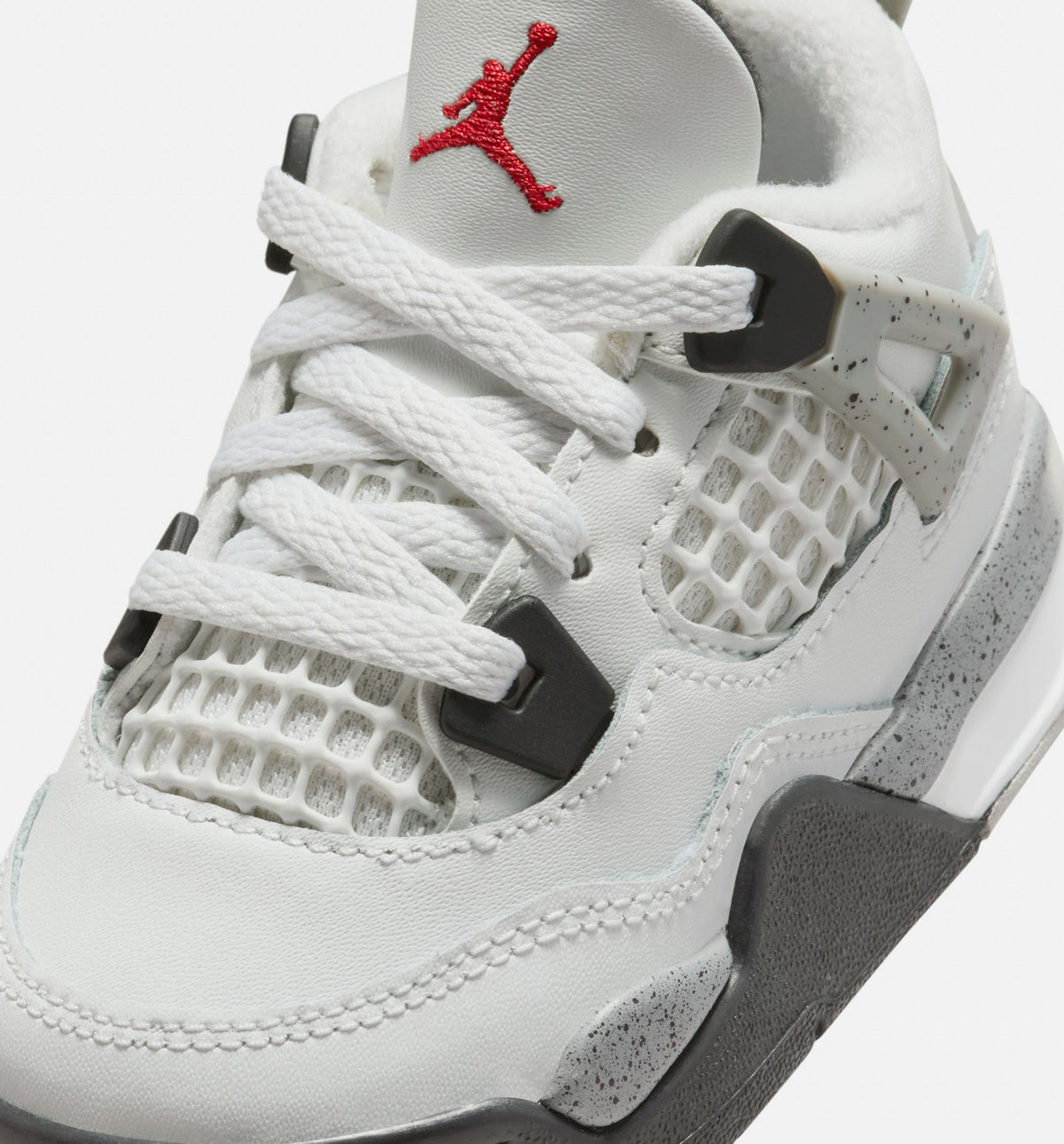 Air Jordan 4 Retro White Cement 婴幼童运动鞋 - 白水泥灰/火焰红