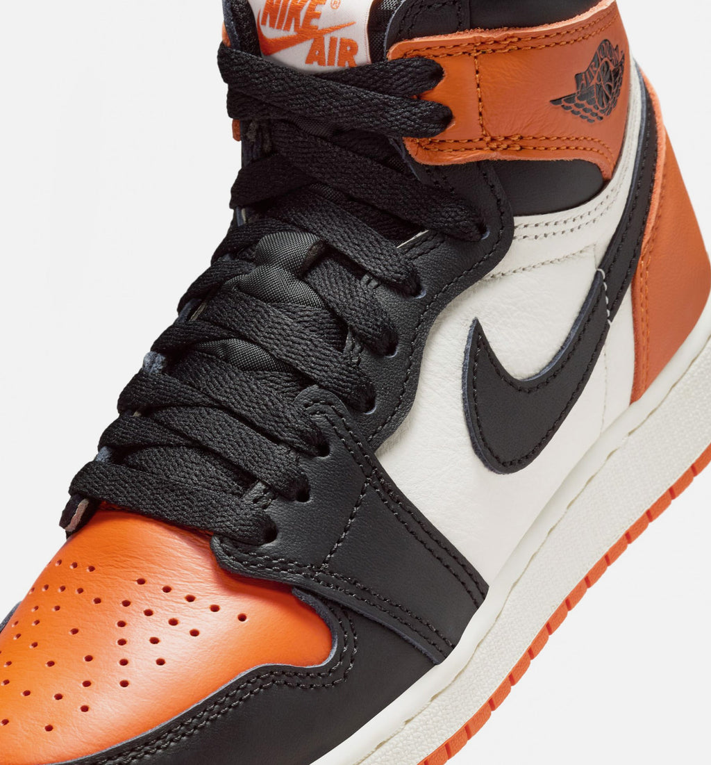 Air Jordan 1 Retro High OG 大童生活方式运动鞋 - 黑色/帆白/海星橙（Shattered Backboard）