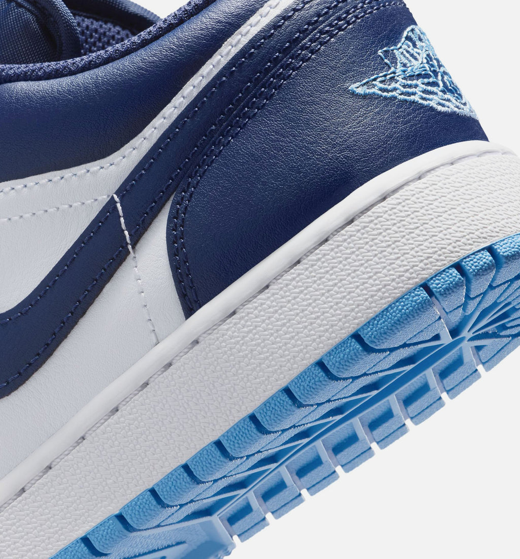 Air Jordan 1 Low Grade School 生活方式运动鞋 - 深海军蓝/大学蓝/白