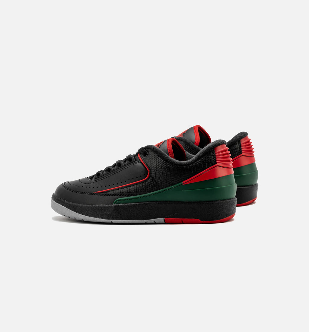 Air Jordan 2 Retro Low 大童生活方式运动鞋 - 黑色/火焰红/水泥灰（Christmas）