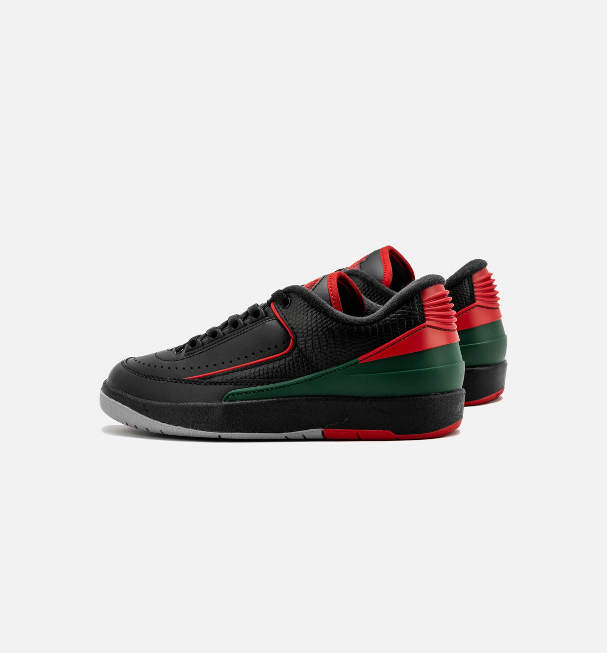 Air Jordan 2 Retro Low 大童生活方式运动鞋 - 黑色/火焰红/水泥灰（Christmas）