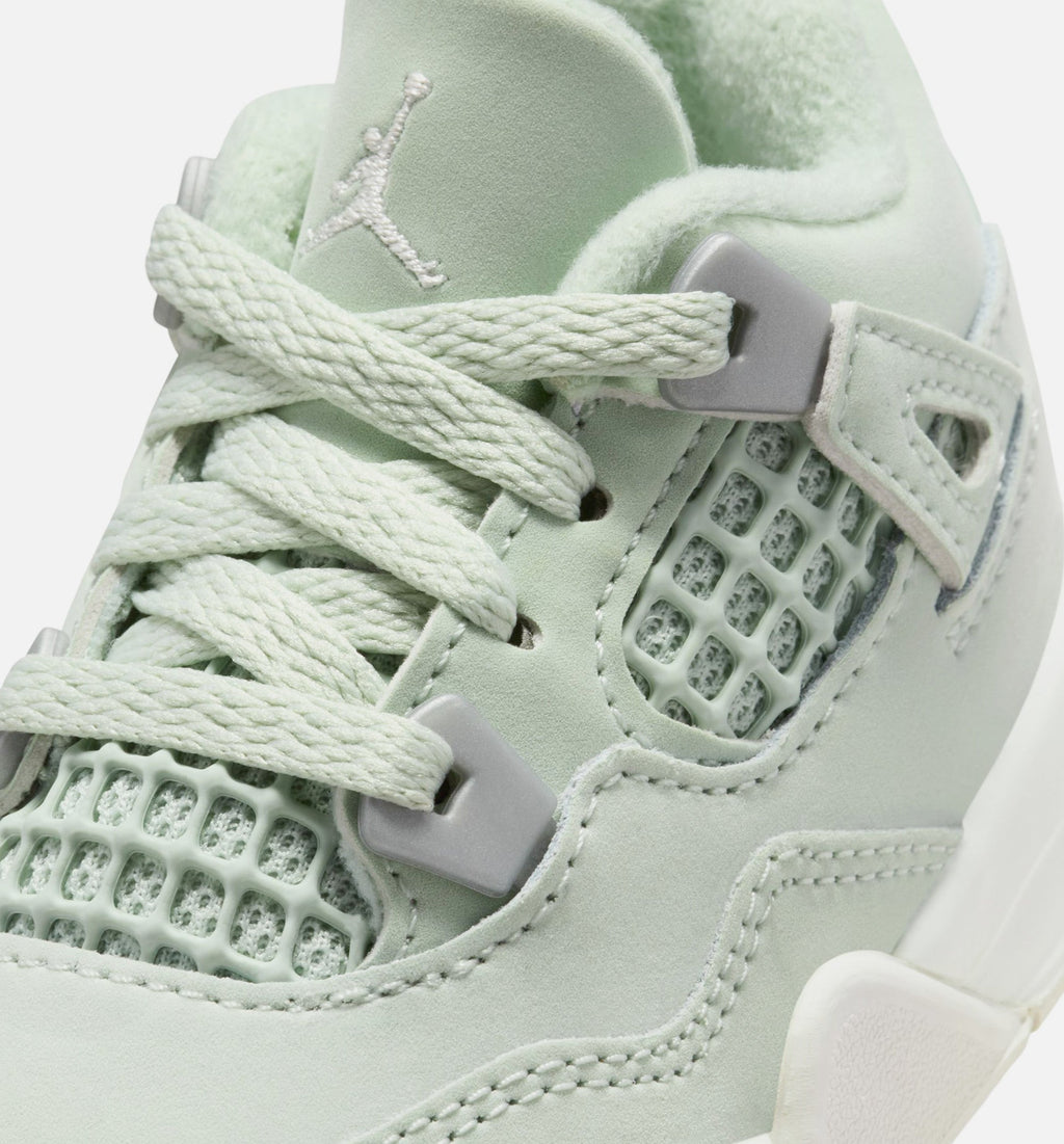 Air Jordan 4 Retro 婴幼儿生活方式运动鞋 - 海泊绿/帆白/金属銀（Abundance）