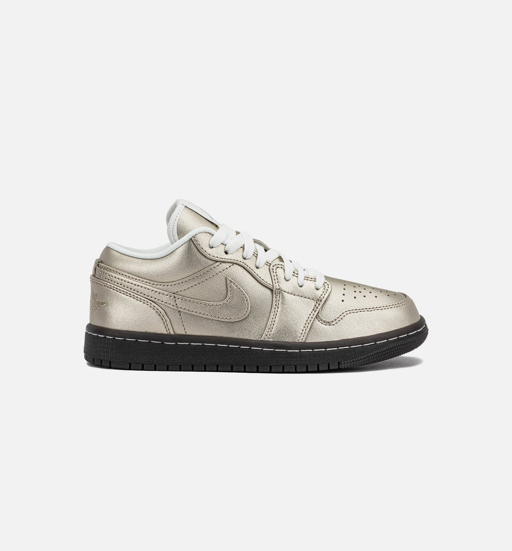 Air Jordan 1 Low SE Metallic Zinc 女子运动鞋 - 金属锌灰/峰顶白/丝绒棕