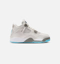 Air Jordan 4 Retro 学龄前儿生活方式运动鞋 - 光子尘/蓝霖/平展钓/白色/蓝色微小（Blue Chill）
