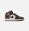 Air Jordan 1 Mid 青少年生活方式运动鞋 - 黑/幻影/浅棕/大学红