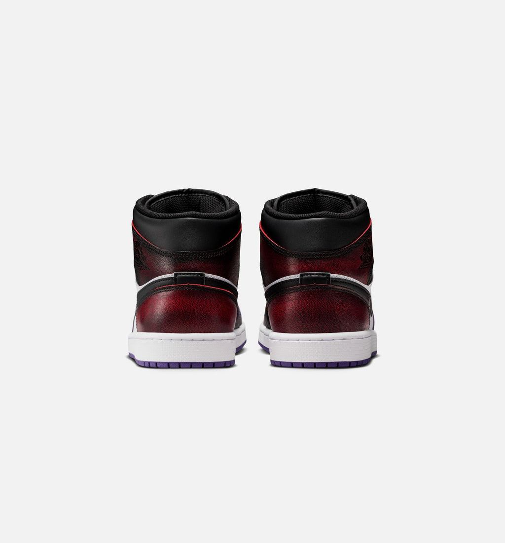 Air Jordan 1 Mid SE 男款生活方式运动鞋 - 真红/白/球场紫/黑