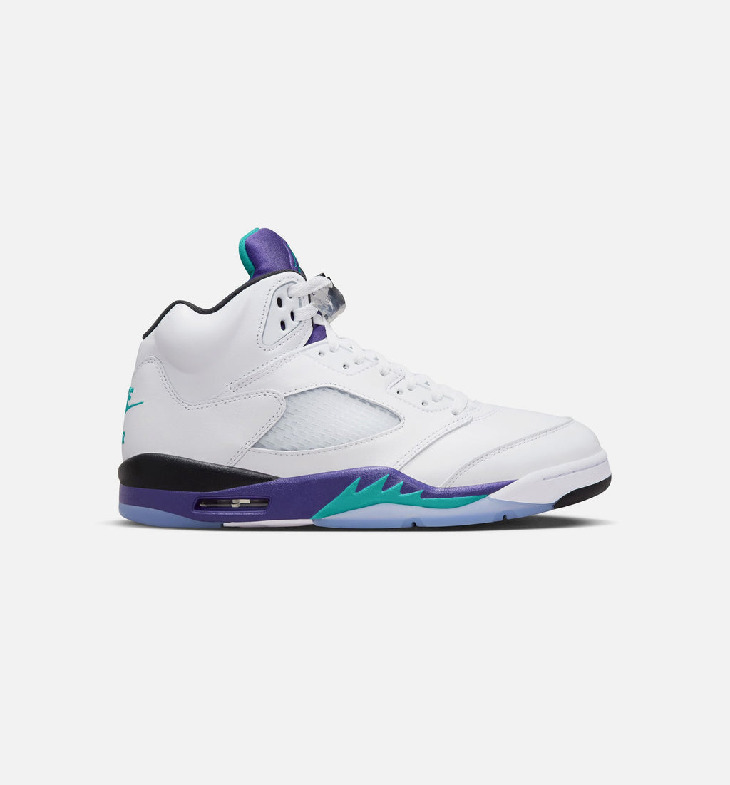 Air Jordan 5 Retro Grape 男子运动鞋 - 白/翡翠绿/葡萄紫