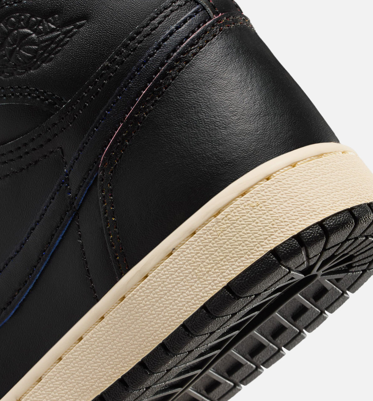 Air Jordan 1 Retro High OG 大童生活方式运动鞋 - 黑色/黑色/浅米色