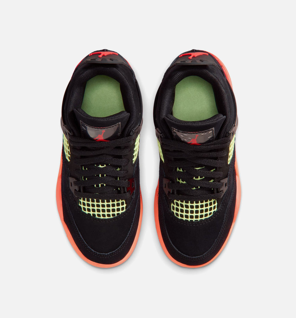 Air Jordan 4 Retro 学龄前儿生活方式运动鞋 - 黑色/红外线23/亮芒果橙（Black Infrared 23）